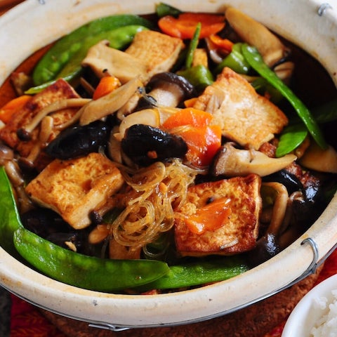 Tofu and mushroom glass noodles