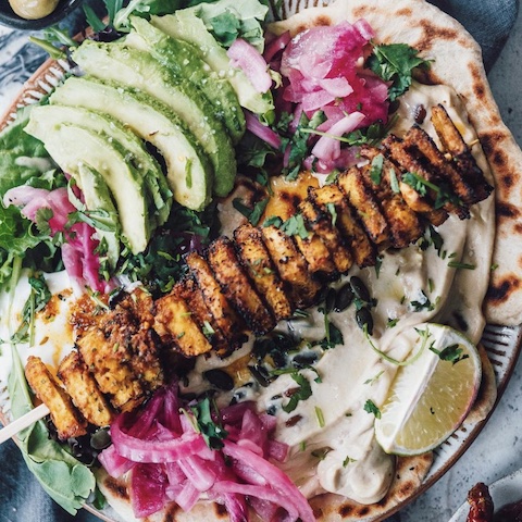 Tofu shawarma flatbread
