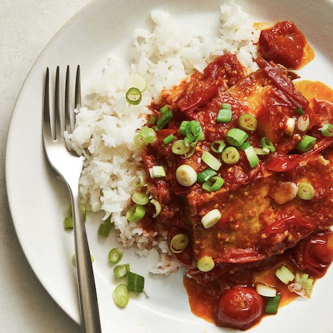 Tomato and ginger braised tofu